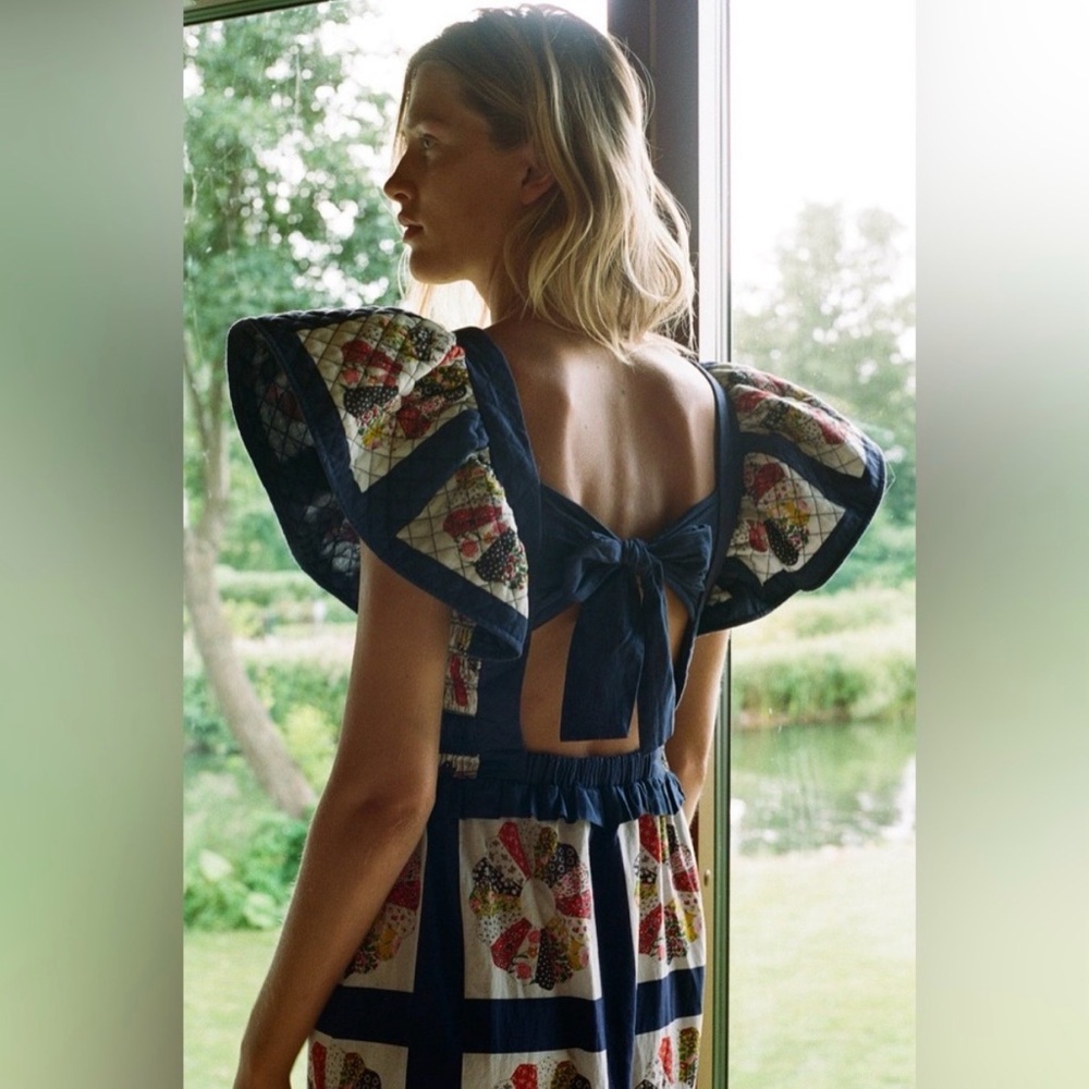 Sea New York Navy and Cream Floral Patchwork Maxi Dress - Picture 6 of 7